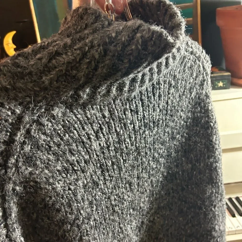 Zara Charcoal Gray Chunky Turtleneck Sweater - Picture 15 of 16